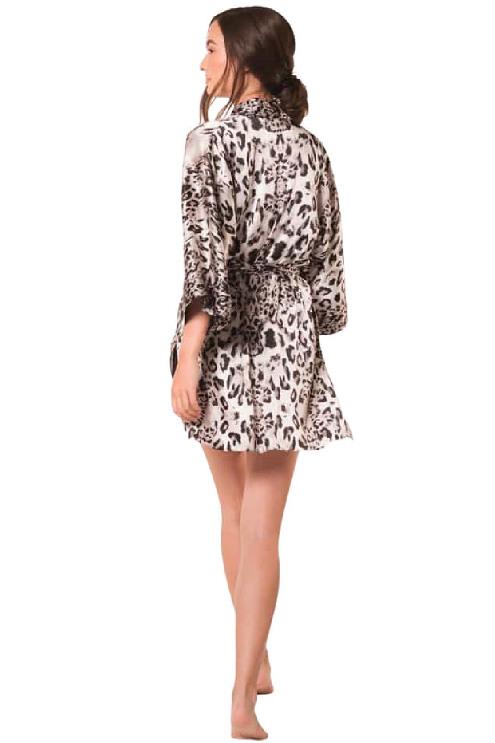 Christine Femme Fatale Short Robe, Snow Leopard (FEM4905)
